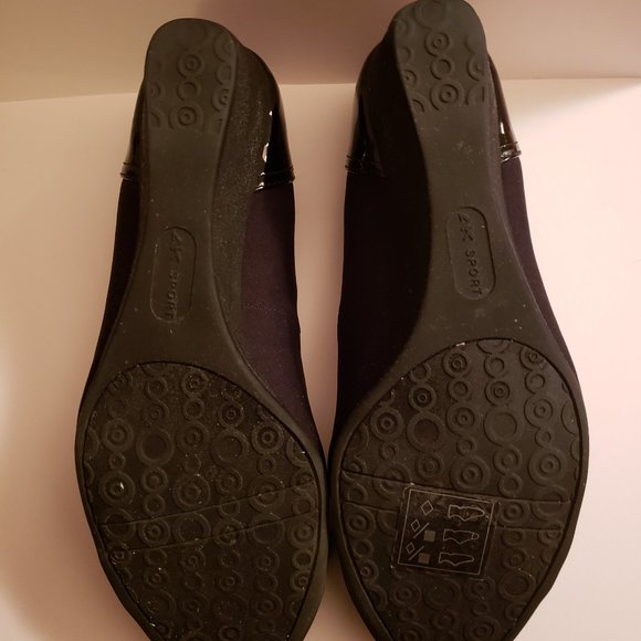 Anne Klein Sport Wedges Black Patent & Fabric Dress Shoes Size 10M - Picture 8 of 9